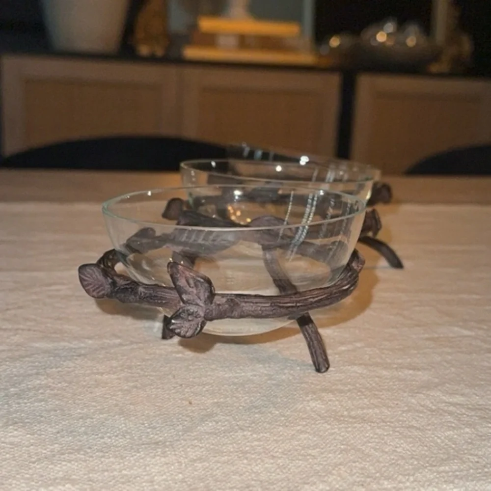 NEW Pottery Barn‎ Metal Branch Condiment Snack Bowls Server Set